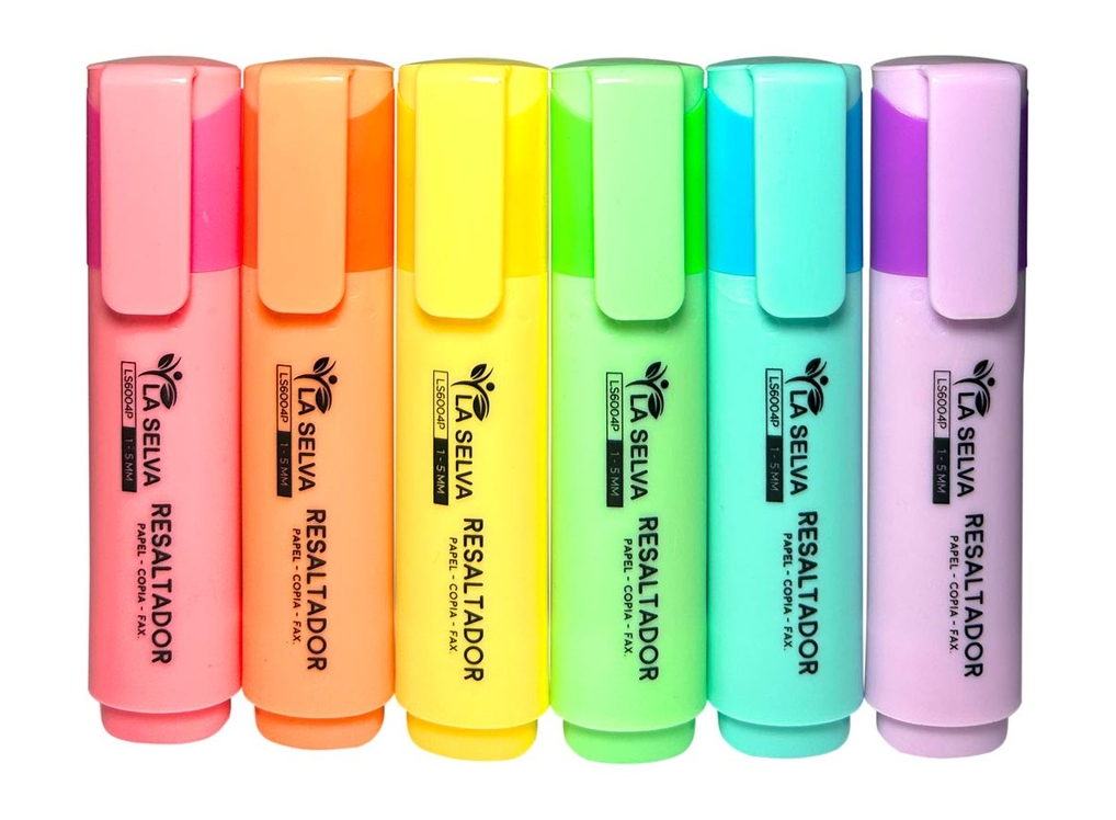 Resaltador jumbo pastel La Selva de 6 colores