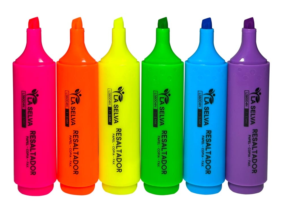 Resaltador jumbo fluorescente La Selva de 6 colores