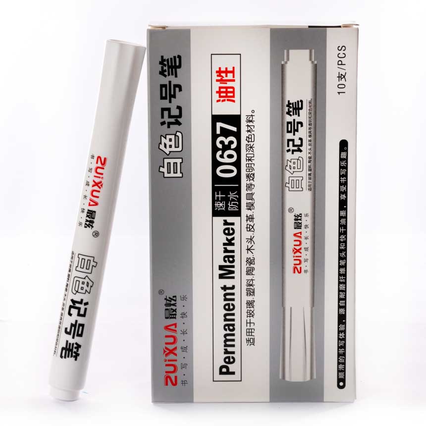 Marcador permanente blanco 0637 Zuixua cajita de 10pcs