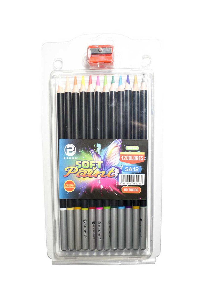 Color largo Soft Paint Benma de 12 Colores + 1 tajador