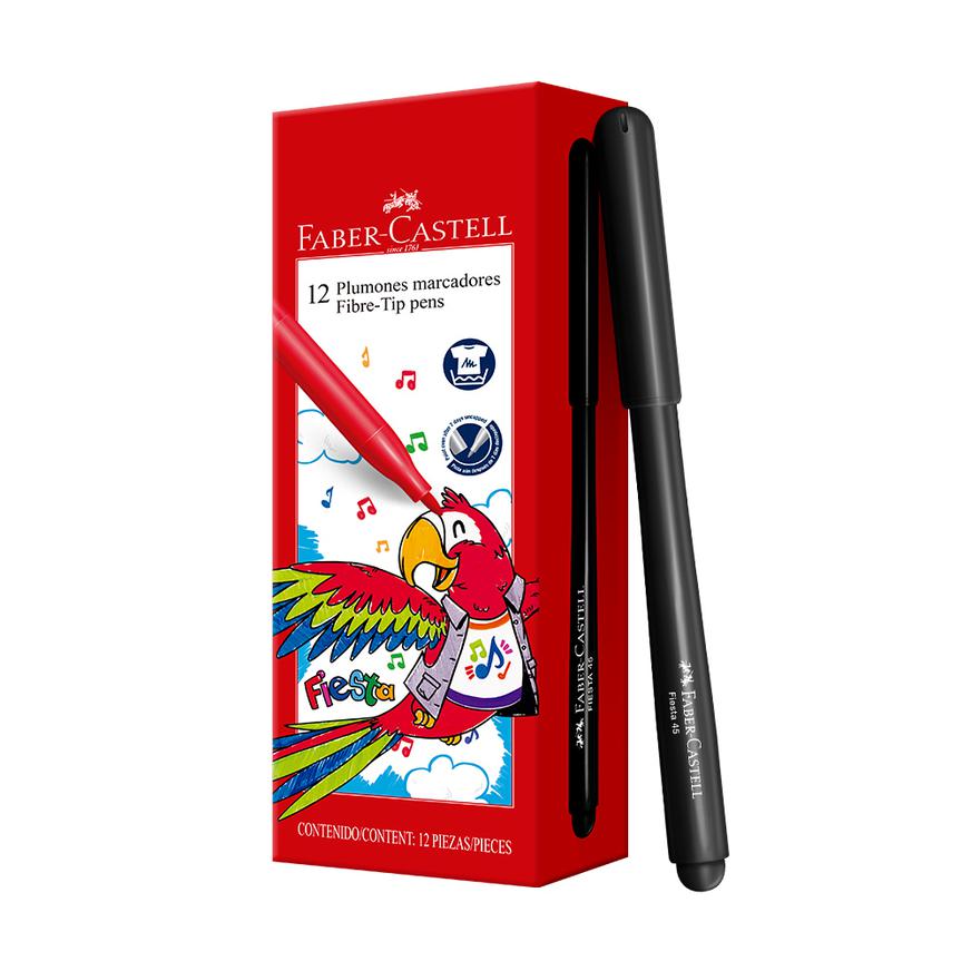 Marcador Faber Castell Delgado Fiesta45 NEGRO (12pcs)