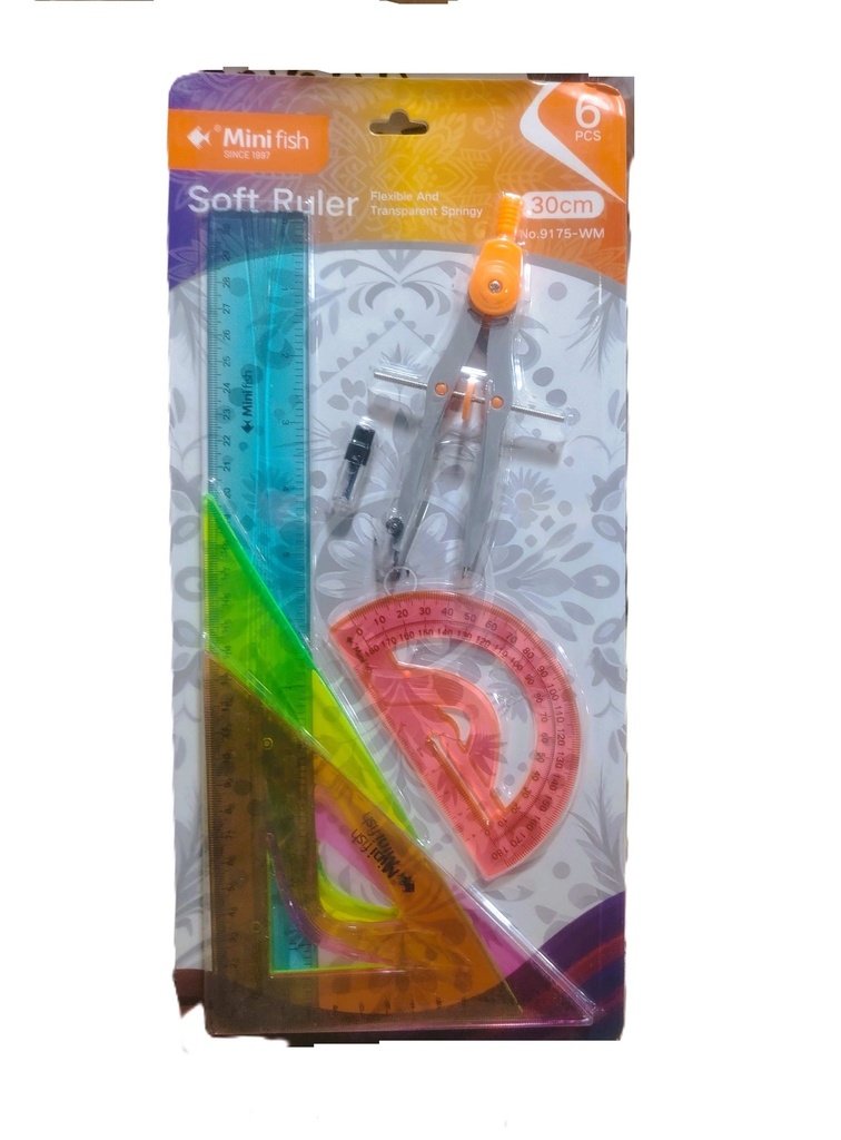 Estuche Geometrico + Compas De Precision plastic 30cm Flexible Color (trasparente)