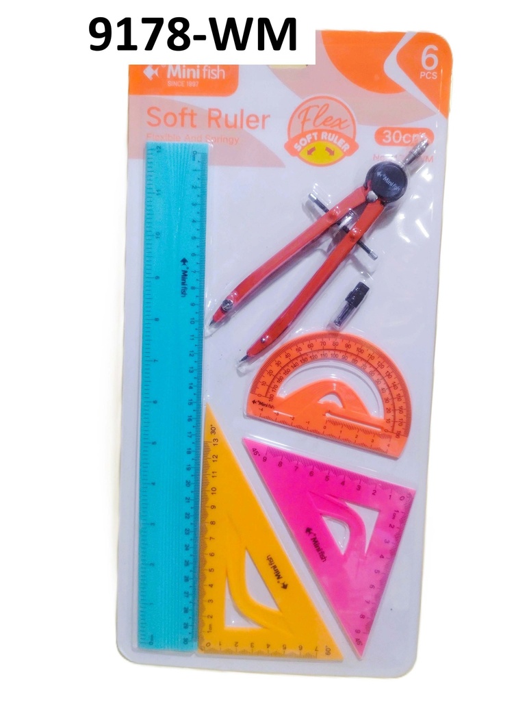 Estuche Geometrico + Compas De Precision Metalico 30cm Flexible a Color