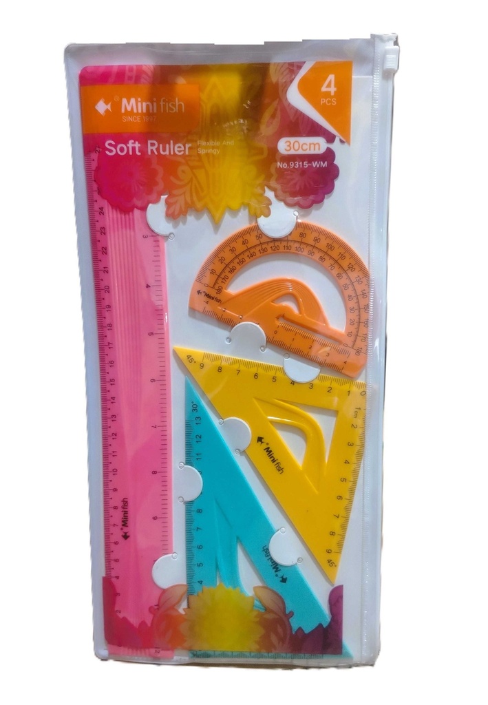 estuche geometrico flexible 30cm 4pcs  (C/cierre) a Color