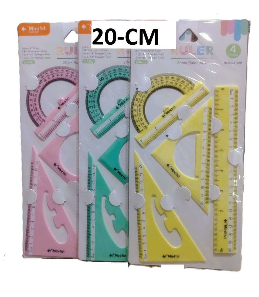 Estuche Geometrico 20cm C/Pastel 4pcs SET