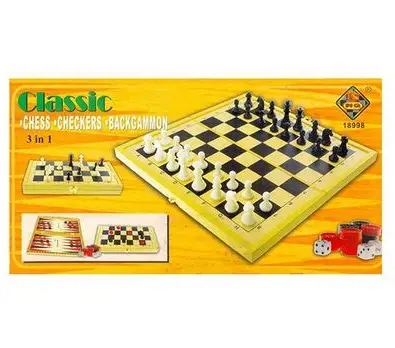 Ajedrez CLASSIC  checker, backgammon PLASTICO GRANDE (3in1) 40x40cm