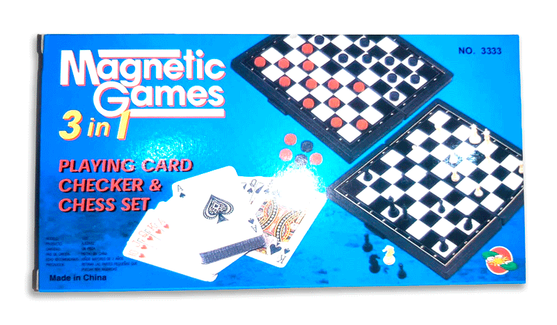 Ajedrez 3 en 1 ajedrez, dama y naipe juegos caja azul