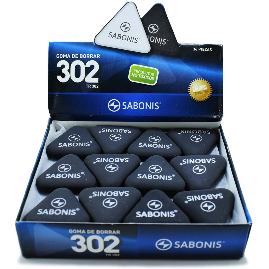 Borrador triangular 302 pequeño Negro Sabonis 36pcs