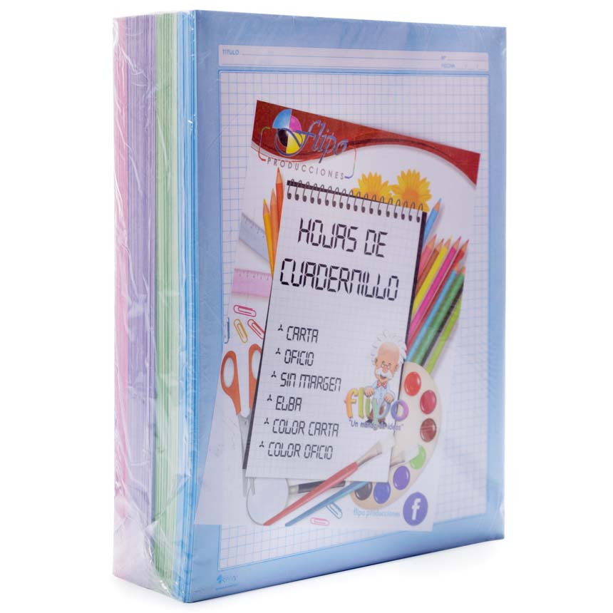 Hojas cuadernillo Carta Color Flipo(100 Paquetitos de 5 hojas)