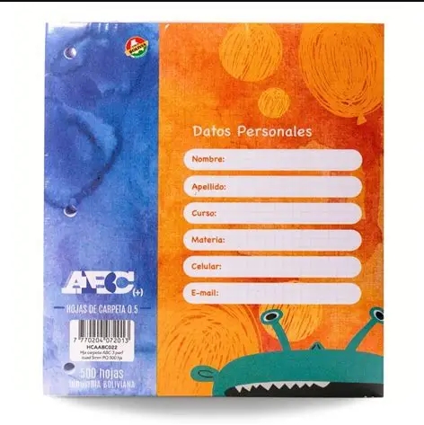 Hojas de carpeta ABC cuadro normal  500hjs