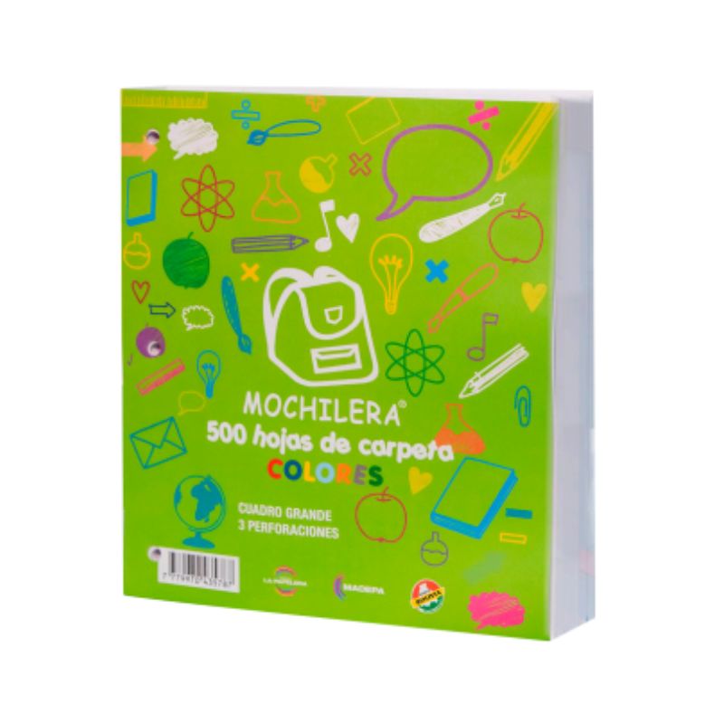 Hojas de carpeta MOCHILERA COLOR 500H