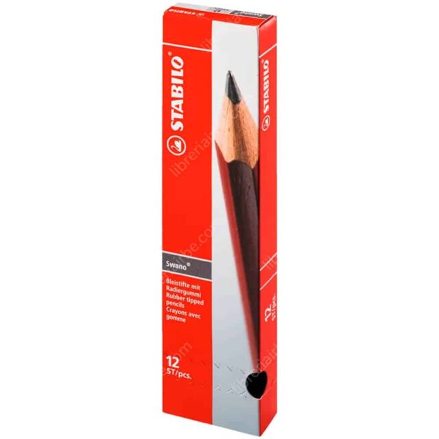 Lapiz Negro swano HB c/goma stabilo  12PCS