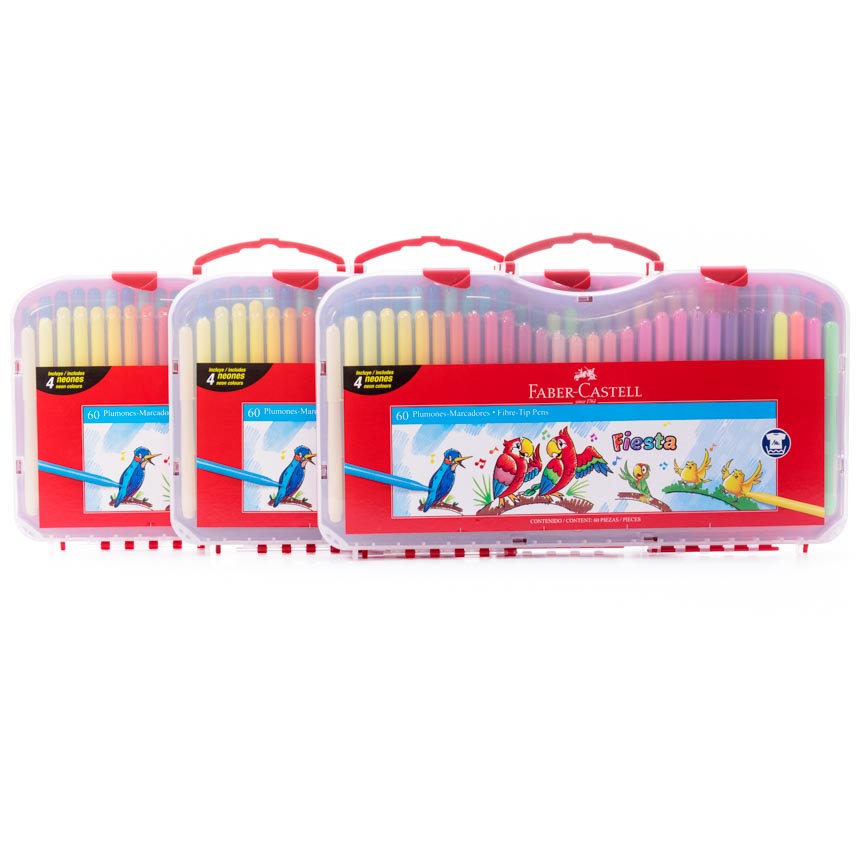 Marcador fiesta estuche rigido Faber Castell 60 colores