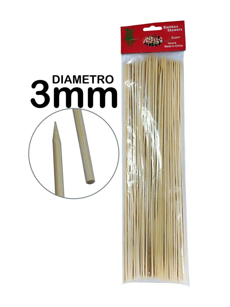 Palitos Chino o brocheta DELGADO 3*300MMt 90PCS