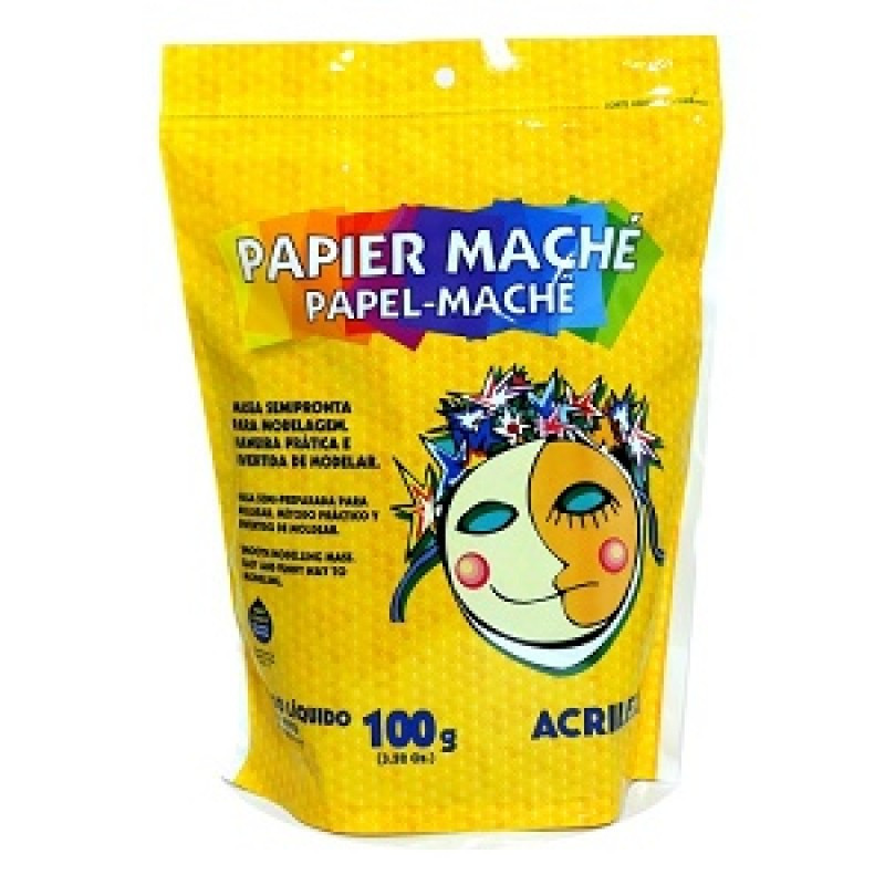 Papel Mache masa semipreparada Acrilex bolsa de 100gr.