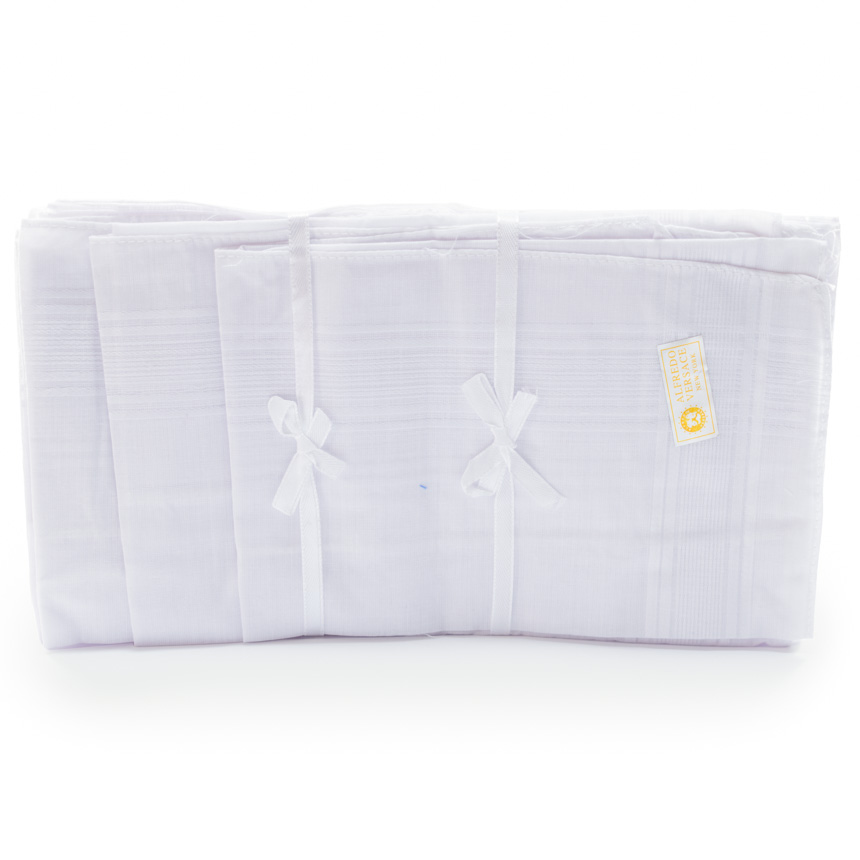 Pañuelo blanco  100% algodon para VARON 37x37cm 12PCS