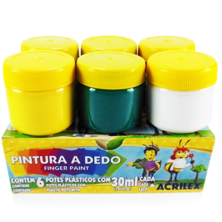 Pintura al dedo PEQUEÑO Acrilex 6 colores 15ml