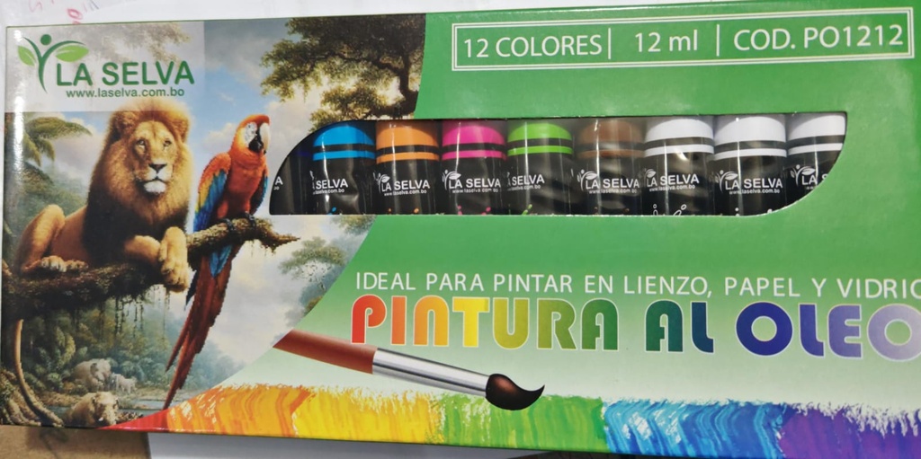Pintura al oleo de 12ml La Selva estuche de 12 colores