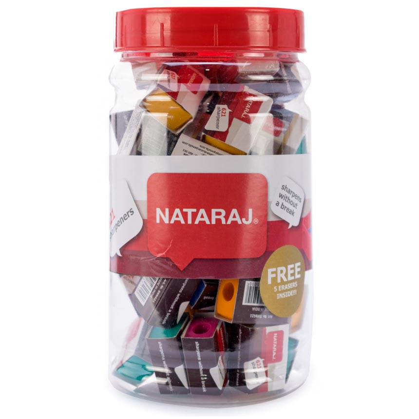 Tajador Rectangular Nataraj frasco de 50pcs+5 Gomas