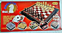 [AJ-9863] Ajedrez Magnetic games, molino, serpientes y escaleras, backgammon, naipes, domino, damas y ludo (8in1)