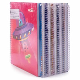 [MOF-ECO] Cuaderno anillado con anillas plastica medio oficio Lider 100Hjs.