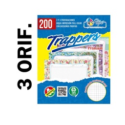 [TF3H] Hojas traper FLIPO FULL COLOR PREMIUM 200hjs (3 Huecos)