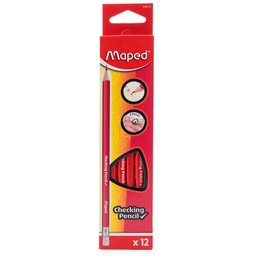 [853812] Lapiz Rojo Maped  con Goma Triangular 12pcs