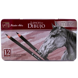 [DP-6121] Lapiz de Dibujo H, F, HB, B, 2B, 3B, ... 8B y 9B estuche metalico Pointer 12Pcs