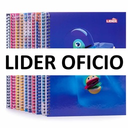 Cuaderno anillado con anillas plasticas Oficio Lider 100 Hjs.