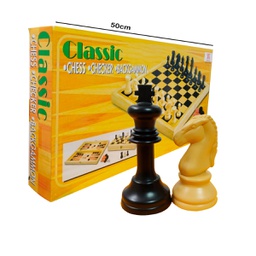 [AL-1899A] Ajedrez  CLASICC checkers y backgammon PLASTICO GINGANTE (3in1) 50x50cm