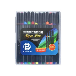 [BE23] Marcador super line punta conica Benma 12 colores