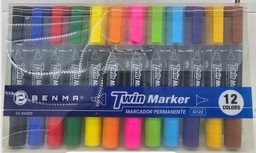 [G122] Marcador permanente doble punta Twin Benma 12 colores