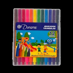 Marcador escolar estuche rigido DUNAMIS 12 colores