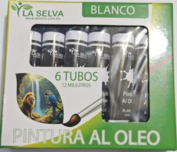 [PO0612] Pintura al oleo blanco de 12ml la selva 6pcs